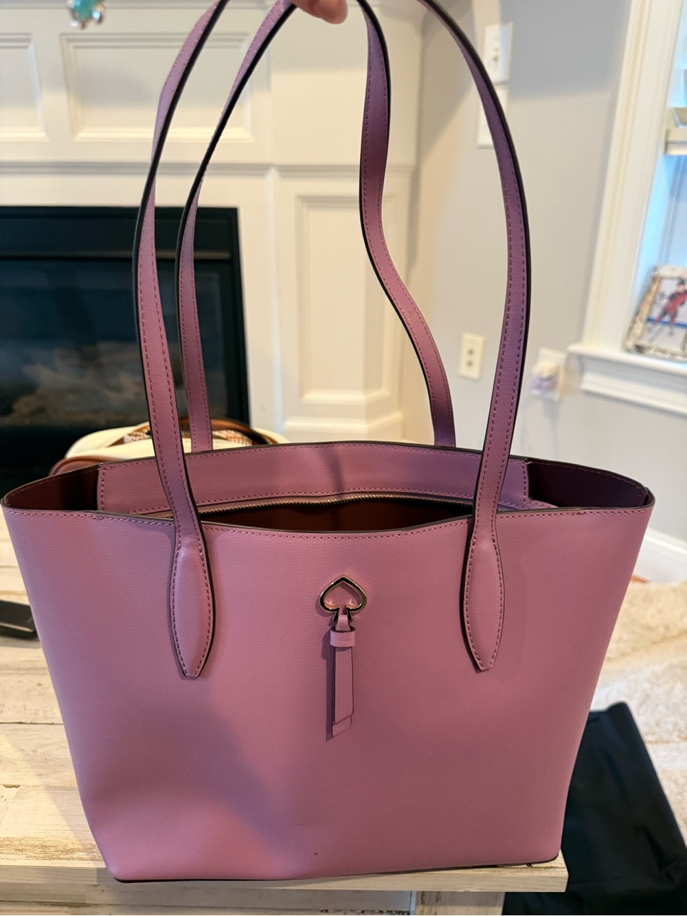 kate spade Mauve Pink Leather Tote with Heart Charm